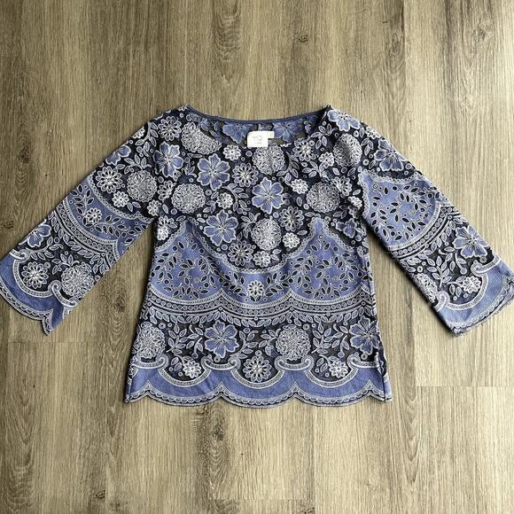 Anthropologie Tops - Anthropologie HD in ParisMontmartre Blouse  Blue Long Sleeve 00​​​​
